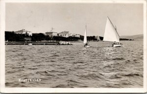 Vtg Sailboats Kraljevica Croatia RPPC Real Photo Postcard