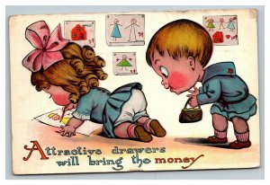 Vintage 1912 Comic Postcard - Boy Notices Girls Behind - Attractive Drawers 