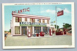 SUMMERTON SC GAS STATION LORD CLARENDON SERVICE VINTAGE POSTCARD