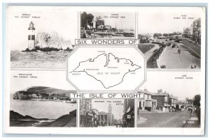 c1940's The Six Wonders of Isle of Wight England Multiview RPPC Photo Postcard