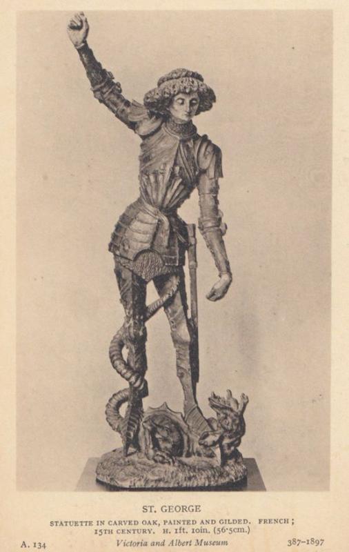 St George French Antique Statue Victoria & Albert Museum Exhibit Old Postcard