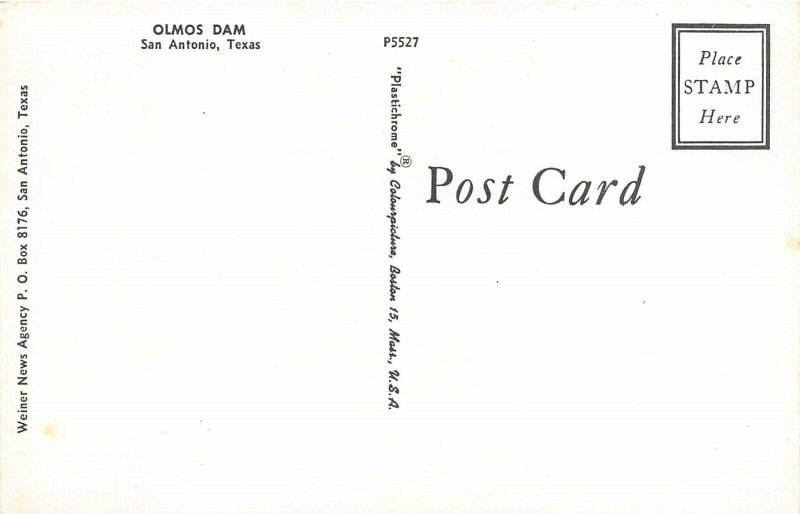 San Antonio Texas 1960s Postcard Olmos Dam 