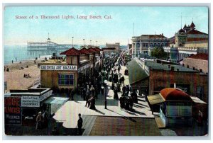 c1910 Street Thousand Lights Store Bazaar Street Long Beach California Postcard