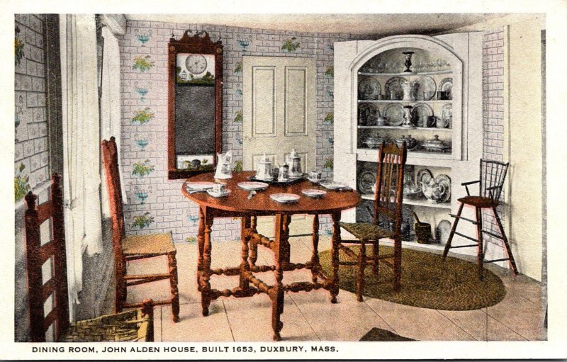 Massachusetts Duxbury John Alden House Built 1653 The Dining Room 1924 Curteich