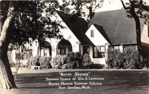 Port Sanilac Michigan~Huron Shores Summer Colony~Wm Lennane Summer Home~'41 RPPC