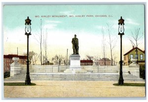 McKinley Monument Statue McKinley Park Chicago Illinois IL Vintage Postcard 