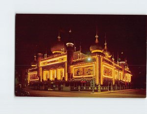 Postcard Night View of the World's Only Corn Place Mitchell South Dakota USA