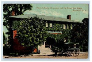 1912 Public Library 2nd Avenue And 73rd Street Bay Bridge Brooklyn NY Postcard 