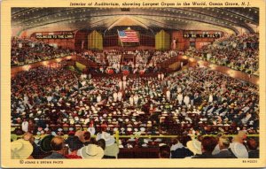 Linen Postcard Organ and the Interior of Auditorium in Ocean Grove, New Jersey