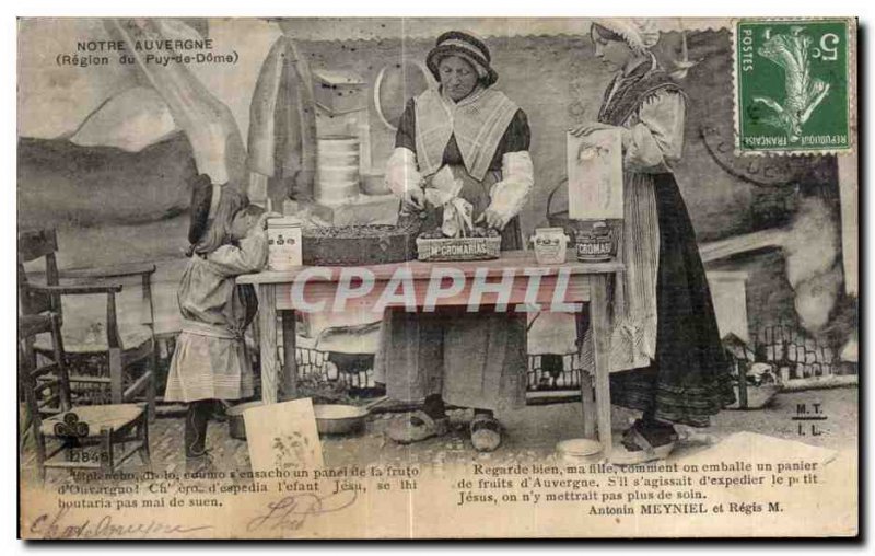 Old Postcard Our Auvergne (region of Puy de Dome) Folklore Costume