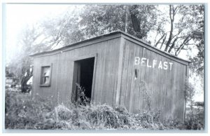 c1960 Belfast Iowa IA Vintage Railroad Train Depot Station RPPC Photo Postcard