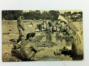 Vintage Postcard Mexican Women Washing Clothes and Bathing Posted 1916