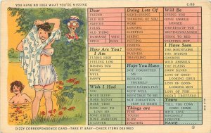 Postcard 1940s Ray Walters Sexy woman busy person checklist 23-11074