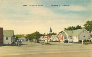 Spokane Washington Park Lane Motor Court roadside Thomas Postcard 20-4848