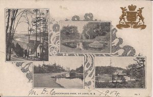 CANADA St. John NB, Rockwood Park, Multivew, Pre 1907, Embossed Crest