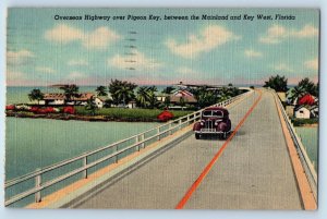 Key West Florida FL Postcard Overseas Highway Pigeon Key Mainland c1948 Vintage