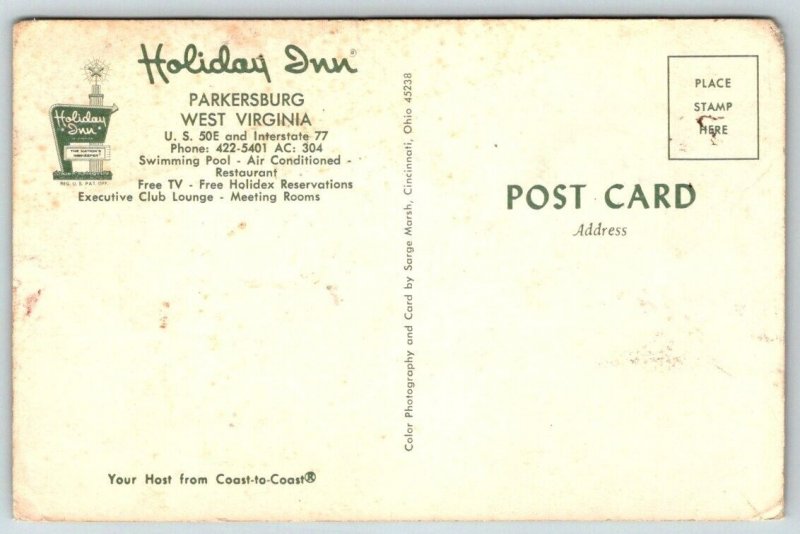 Holiday Inn Hotel Motel  Parkersburg  West Virginia    Postcard