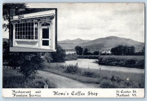 1910 Rutland Vermont Postcard Howe Coffee Shop Restaurant Fountain Service Field