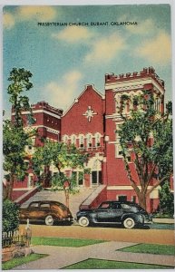 OK Presbyterian Church Durant Oklahoma 1940s Linen Postcard M3