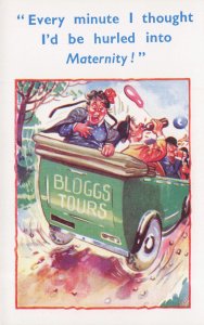 1960s Car Charabanc Trips Bloggs Guided Tours Alcohol Party Old Comic Postcard
