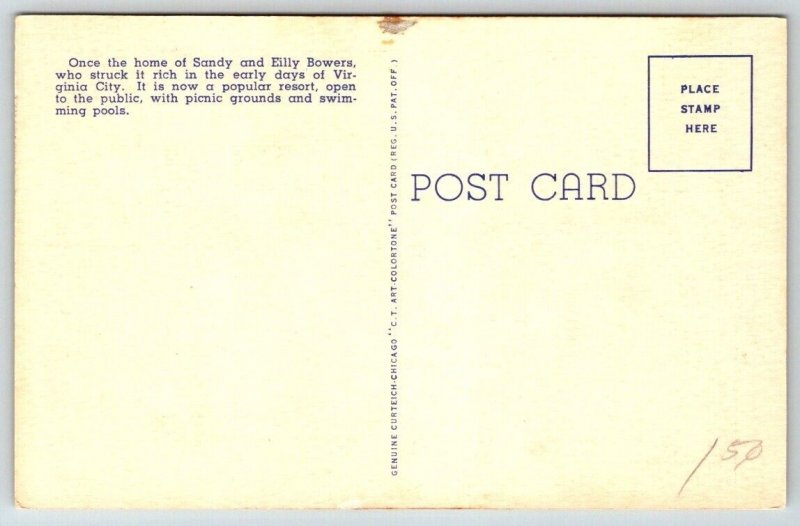 Old Bowers' Mansion  Carson City   Nevada     Postcard  1951
