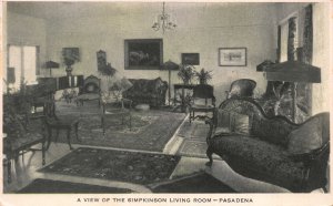 Postcard The Simpkinson Living Room in Pasadena, California~112187