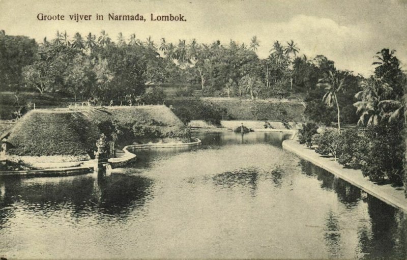 indonesia, LOMBOK NARMADA, Large Pond (1910s) Postcard 