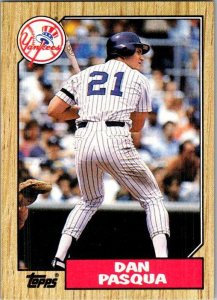 1987 Topps Baseball Card Dan Pasqua New York Yankees sk2327