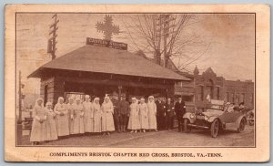 Britol Virginia Tennessee 1918 WWI Red Cross Postcard Nurses Bristol Station