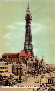 US65 UK England Blackpool tower and promenade double deck tram