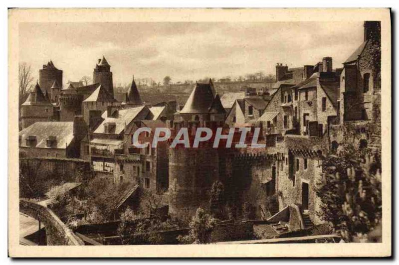 Old Postcard Fougeres Chateau City walls