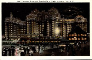 New Jersey Atlantic City New Traymore Hotel and Boardwalk At Night