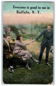 c1910 Everyone Is Good To Me In Three People Scene Buffalo New York NY Postcard 