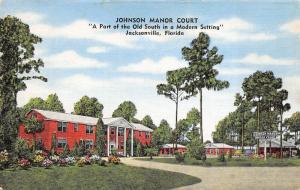 Jacksonville Florida 1940s Linen Postcard Johnson Manor Court Motel