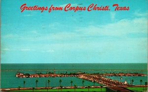T-Heads Sea Wall Greetings From Corpus Christi Texas TX 1963 Chrome Postcard