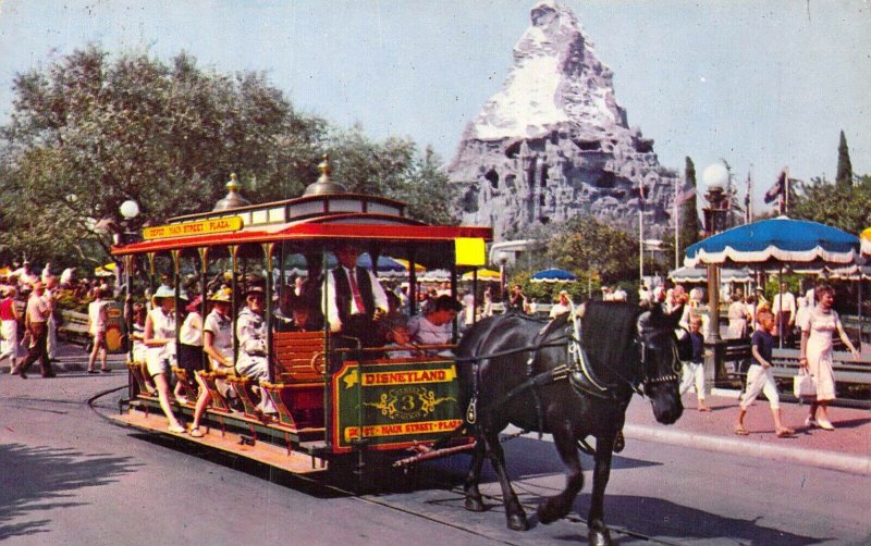 Disneyland, 1961, Canceled, Rubys Inn UT, Streetcar, Main Street, Old Postcard