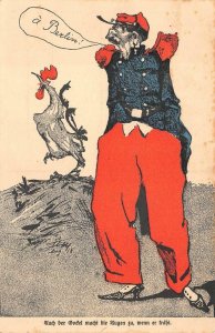 BERLIN GERMANY SOLDIER CHICKEN MILITARY PROPAGANDA POSTCARD (1914)