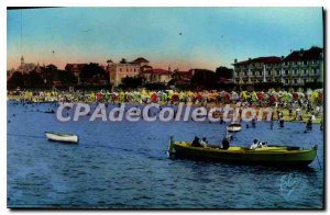 Old Postcard Arcachon La Plage Du Bain I'Heure