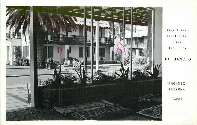 El Rancho Pool Lobby Phoenix Arizona 1940s RPPC Photo Postcard 5583