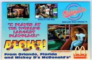 ORLANDO, FL ~ World's Largest Playplace MICKEY D'S McDONALD'S ~ 4x6 Postcard