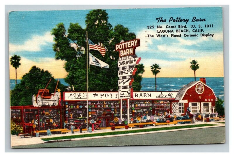 Vintage 1954 Postcard The Pottery Barn North Coast Blvd Laguna Beach California