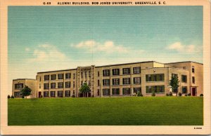 Vtg 1930s Bob Jones University Alumni Building Greenville SC Linen Postcard