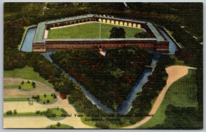 Savannah Georgia 1940s Postcard Aerial View Of Fort Pulaski National Monument