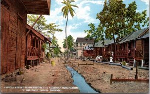 Postcard Typical Street Scene Before American Occupation of Canal Zone Panama