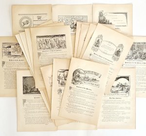 1888 Lot of 25 Victorian Pages Ephemera Scripture Illustrated 1st Edition DWN9A