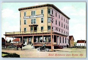 c1910 Van Ruren Maine ME Vintage Postcard Hotel Hammond Front Building Entrance