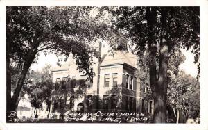 Storm Lake Iowa Court House Real Photo Antique Postcard K72680