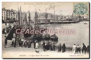 Old Postcard Dieppe Le Quai Henri IV And The Port