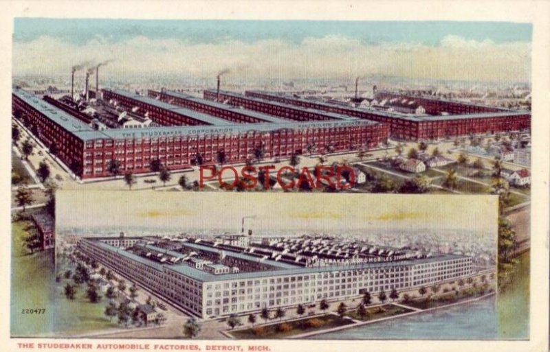 THE STUDEBAKER AUTOMOBILE FACTORIES, DETROIT, MICH. two locations