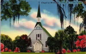 VINTAGE POSTCARD THE CHAPEL AT METHODIST CENTER SAINT SIMON ISLAND GEORGIA